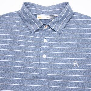 KJUS Golf Polo Shirt Men's XL Comfort Fit Wicking Stretch UPF 50+ Striped Blue